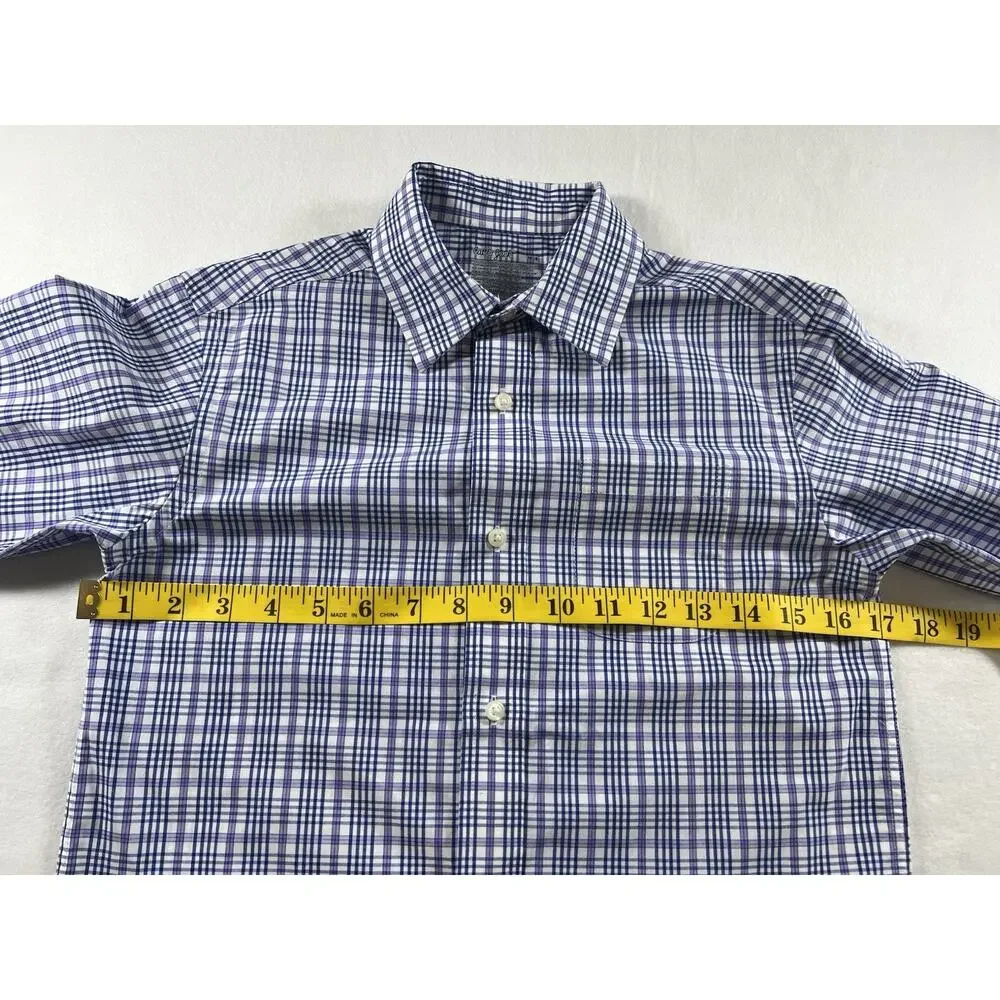 Cat & Jack Boys M (8) Plaid Dress Shirt Blue/Purple/White Long Sleeve Button-Up